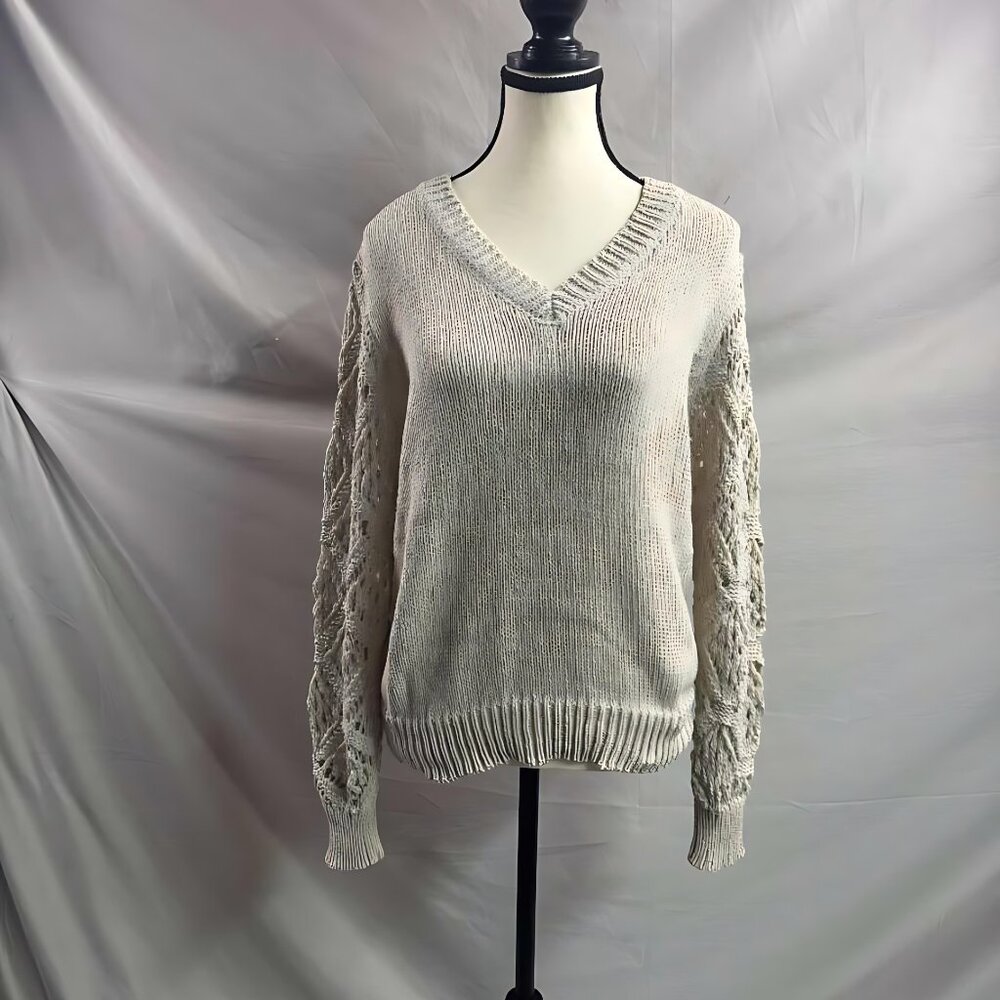Pointelle Knit Sweater Beige - Picture 6 of 6